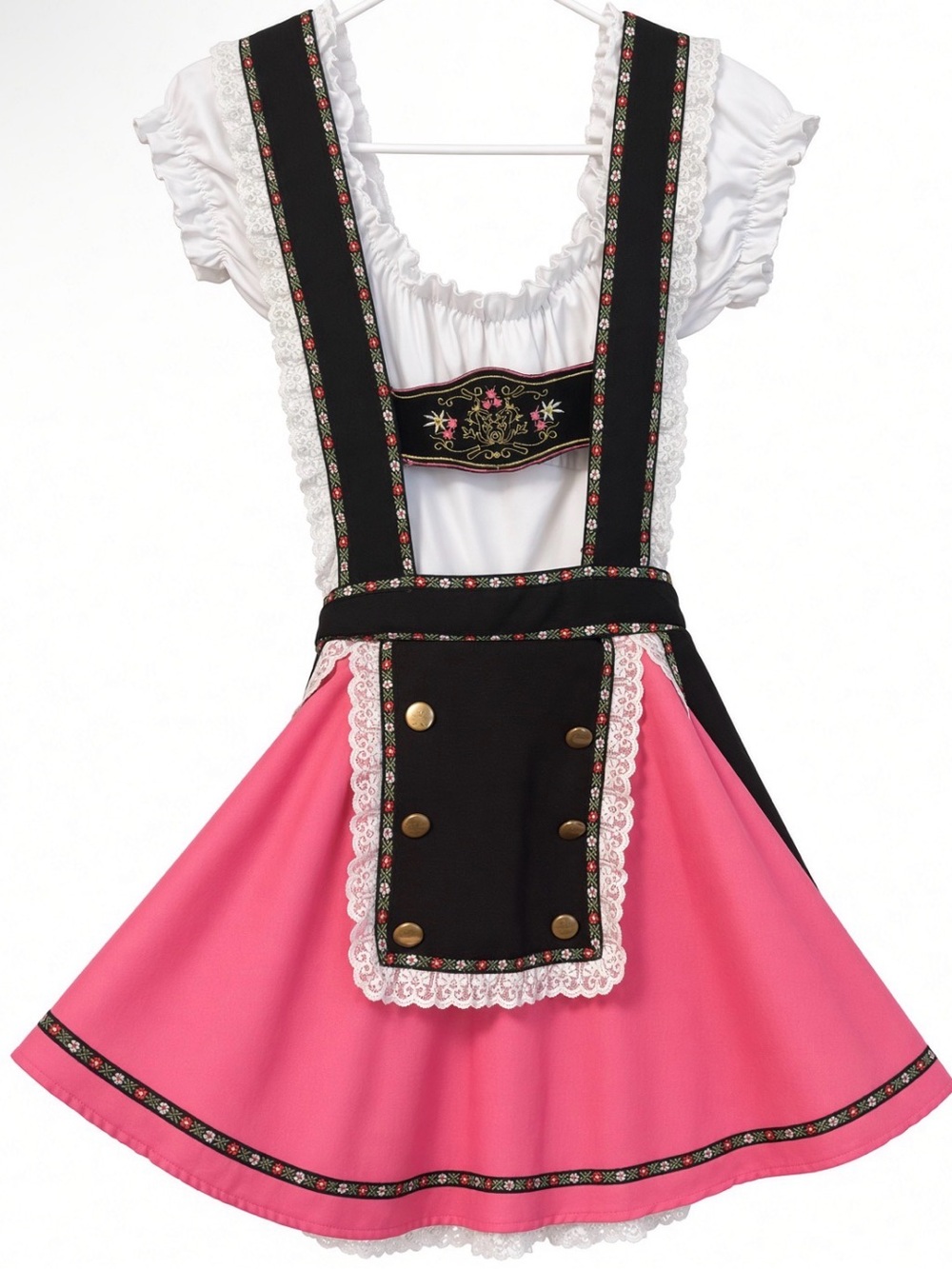 Pink Black Dirndl Dress Oktoberfest German Folk Costume woman’s Medium